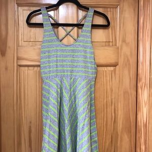 SO medium gray and lime green skater dress